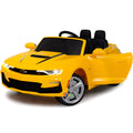 Chevrolet Camaro Ride On Car with Remote Control, Leather Seat - Yellow