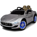 Maserati Kids Electric Car with LCD Display, LED wheels, Open Hood - Silver