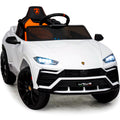 Lamborghini 12V Battery Ride On Truck with Leather Seat - White