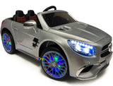 Mercedes Benz Ride On Car with built-in MP4 Player, LED wheels - Silver