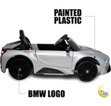 BMW i8 Ride On Car with Leather Seat - Silver  21stcenturyessential