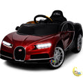 Bugatti Kids Car to Ride with Remote Control, Leather Seat - Red