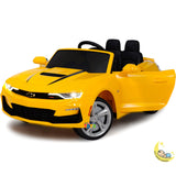 Chevrolet Camaro Ride On Car with Remote Control, Leather Seat - Yellow  21stcenturyessential