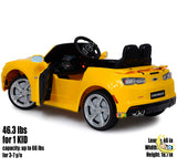 Chevrolet Camaro Ride On Car with Remote Control, Leather Seat - Yellow  21stcenturyessential