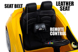 Chevrolet Camaro Ride On Car with Remote Control, Leather Seat - Yellow  21stcenturyessential