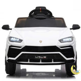 Kids Lamborghini Car 12V Battery with Leather Seat - White  21stcenturyessential