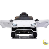 Kids Lamborghini Car 12V Battery with Leather Seat - White  21stcenturyessential