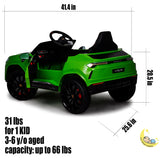 Lambo Kids Ride On Car with Remote Control, Leather Seat - Green  21stcenturyessential