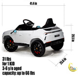 Lamborghini 12V Battery Ride On Truck with Leather Seat - White  21stcenturyessential