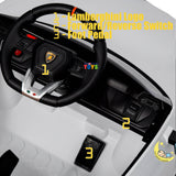 Lamborghini 12V Battery Ride On Truck with Leather Seat - White  21stcenturyessential