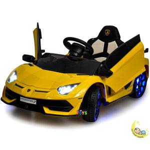 Lamborghini Car for Kids with built-in Display, LED wheels - Yellow  21stcenturyessential