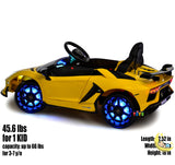 Lamborghini Car for Kids with built-in Display, LED wheels - Yellow  21stcenturyessential