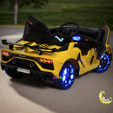 Lamborghini Car for Kids with built-in Display, LED wheels - Yellow  21stcenturyessential