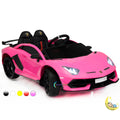 Lamborghini Kids Car 1-Seater with Leather Seat, Scissor Doors - Pink