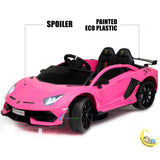 Lamborghini Kids Car 1-Seater with Leather Seat, Scissor Doors - Pink  21stcenturyessential