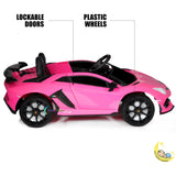 Lamborghini Kids Car 1-Seater with Leather Seat, Scissor Doors - Pink  21stcenturyessential