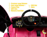 Lamborghini Kids Car 1-Seater with Leather Seat, Scissor Doors - Pink  21stcenturyessential