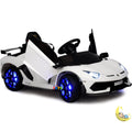 Lamborghini For Kids with built-in MP4 Screen, LED wheels - White