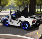 Lamborghini Kids Car with built-in MP4 Screen, LED wheels - White  21stcenturyessential