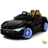 Maserati Alfieri Kids Car with LCD Display, LED wheels, Open Hood - Black  21stcenturyessential