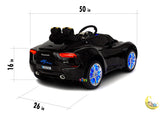 Maserati Alfieri Kids Car with LCD Display, LED wheels, Open Hood - Black  21stcenturyessential