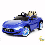 Maserati Ride On Car with Touchscreen, LED wheels, Open Hood - Blue  21stcenturyessential