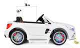 Mercedes Benz Car for Kids with built-in MP4 Player, LED wheels - White  21stcenturyessential