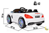 Mercedes Benz Car for Kids with built-in MP4 Player, LED wheels - White  21stcenturyessential