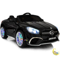 Mercedes Benz Kids Car with built-in MP4 Screen, LED wheels - Black