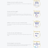 Infographics with descriptions about Moony organic tapes advantages.