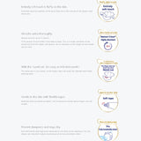 Infographics with descriptions about Moony organic tapes advantages.