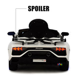 Lamborghini Kids Car with built-in MP4 Screen, LED wheels - White