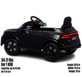 Audi Kids 12V Electric Car with Remote Control, Leather Seat - Black